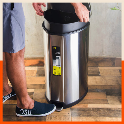 Bathla Silver Stainless Steel Step Bin For Home(35 Ltrs)